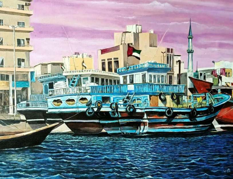 Dubai Creek Canvas Painting