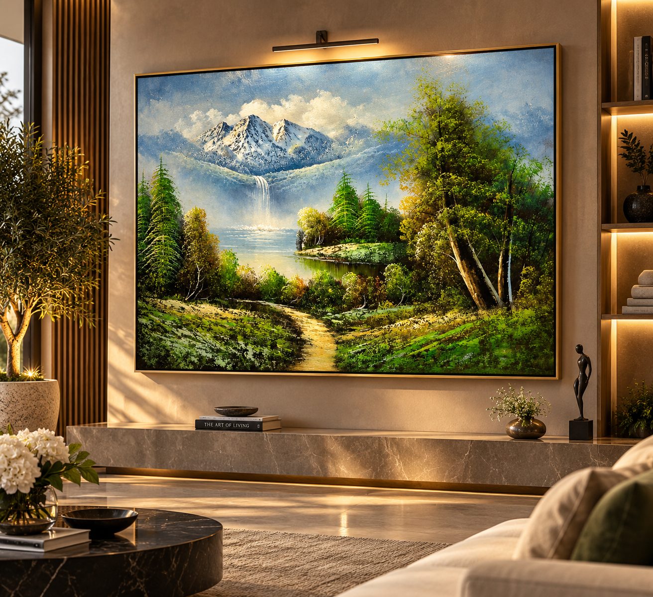 Custom canvas art Dubai — handcrafted painting in a luxury interior by Blenc Art 09