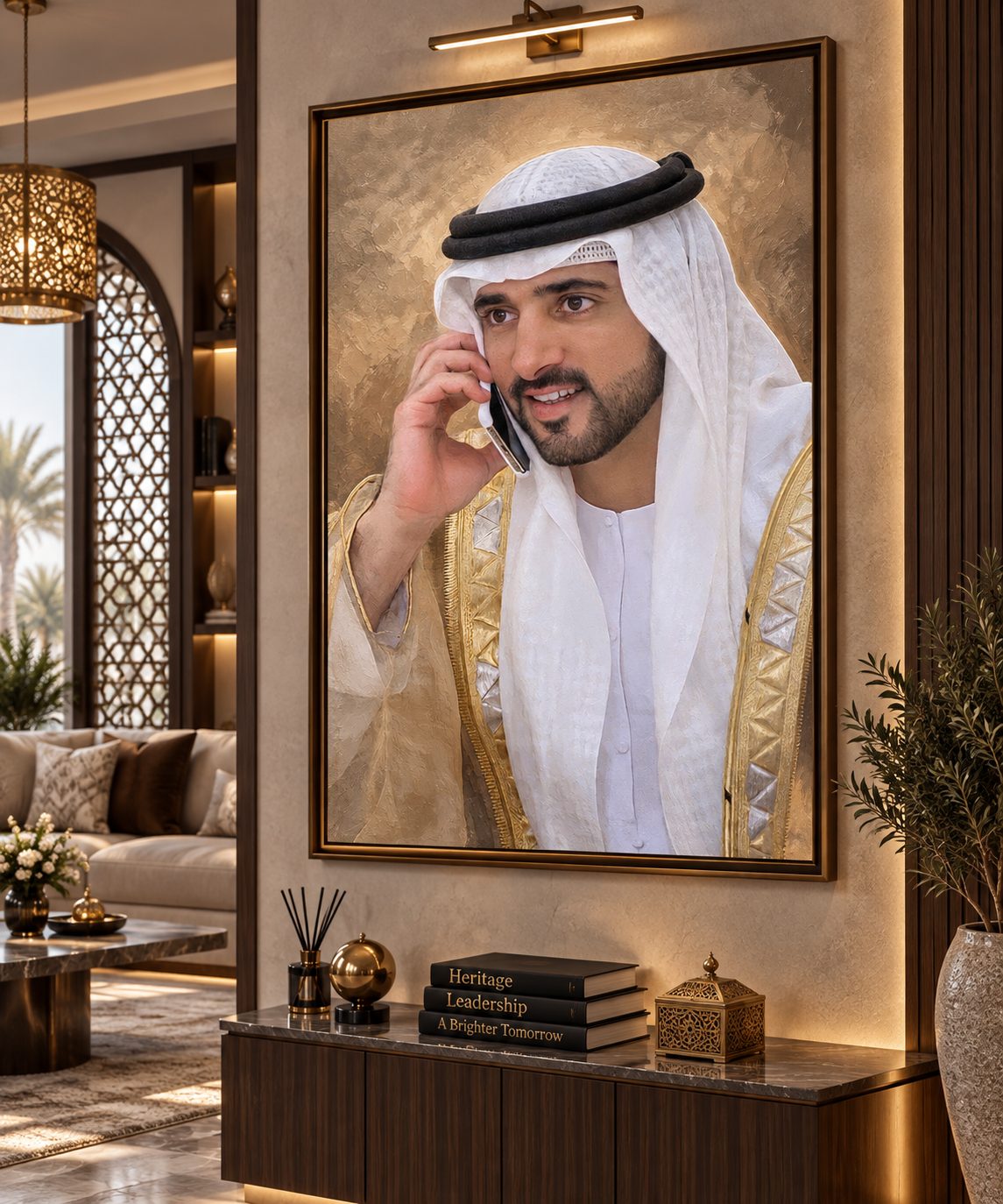 Custom canvas art Dubai — handcrafted painting in a luxury interior by Blenc Art 13