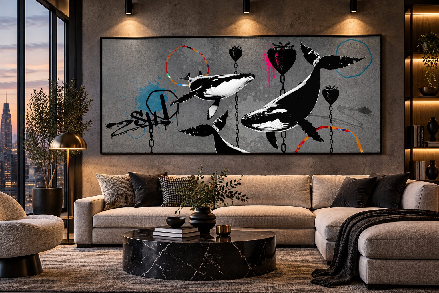 Custom canvas art Dubai — handcrafted painting in a luxury interior by Blenc Art 01