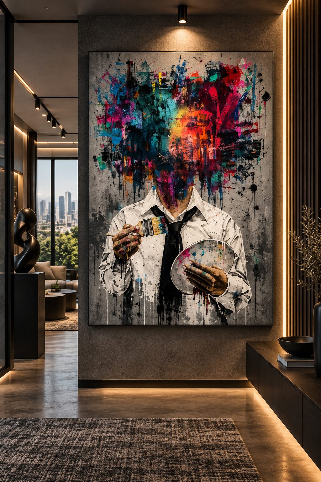 Custom canvas art Dubai — handcrafted painting in a luxury interior by Blenc Art 18