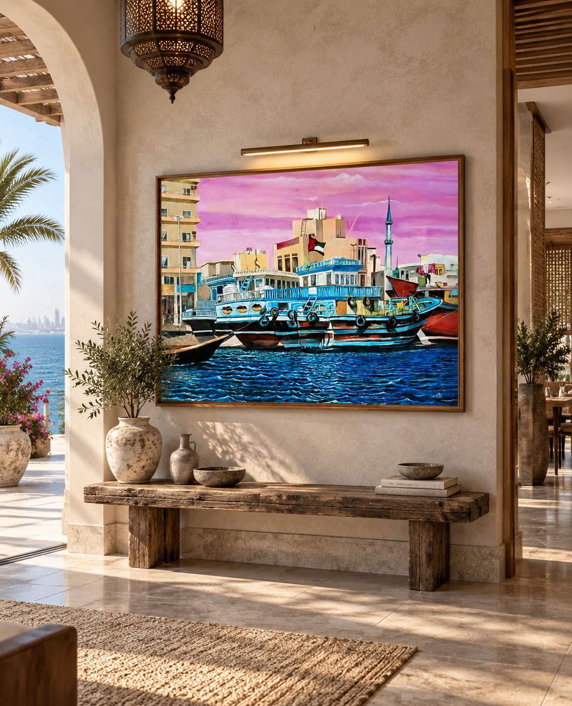 Custom canvas art Dubai — handcrafted painting in a luxury interior by Blenc Art 24