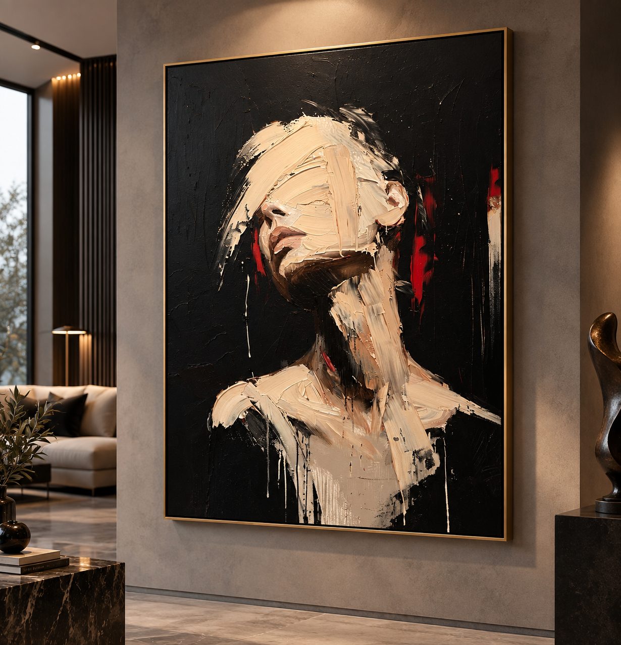 Custom canvas art Dubai — handcrafted painting in a luxury interior by Blenc Art 43