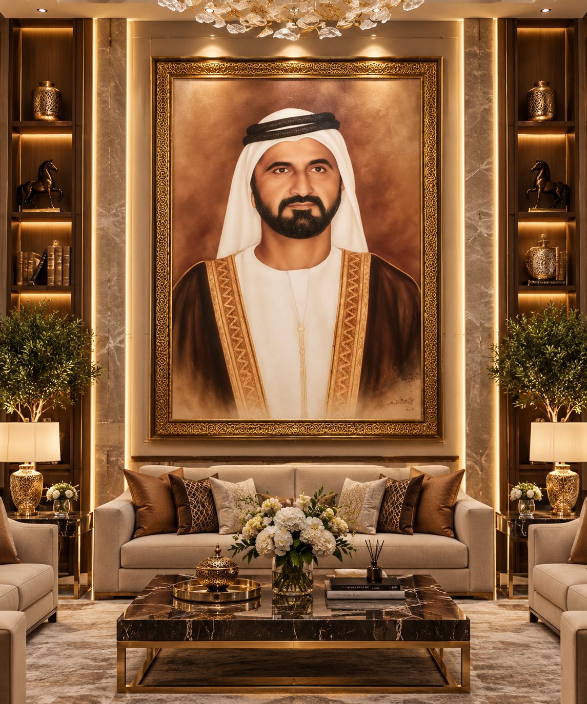 Custom canvas art Dubai — handcrafted painting in a luxury interior by Blenc Art 45