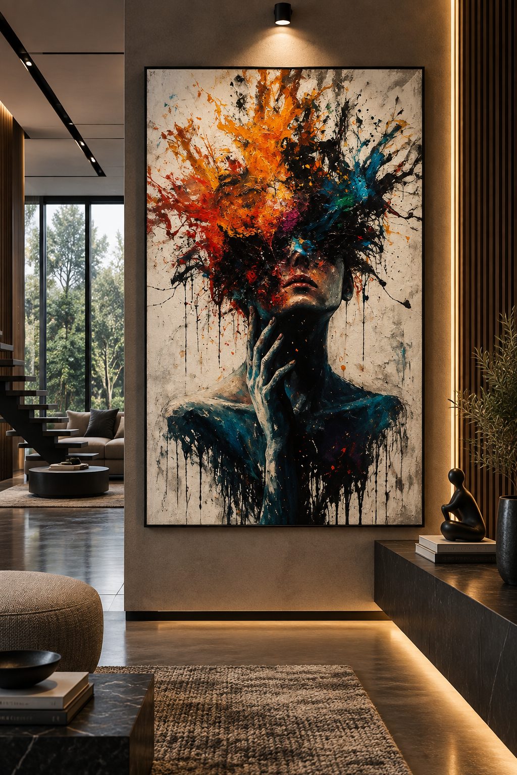 Custom canvas art Dubai — handcrafted painting in a luxury interior by Blenc Art 48