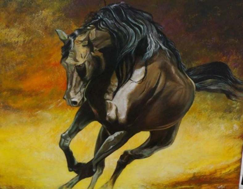 Dark Horse Galloping – Oil