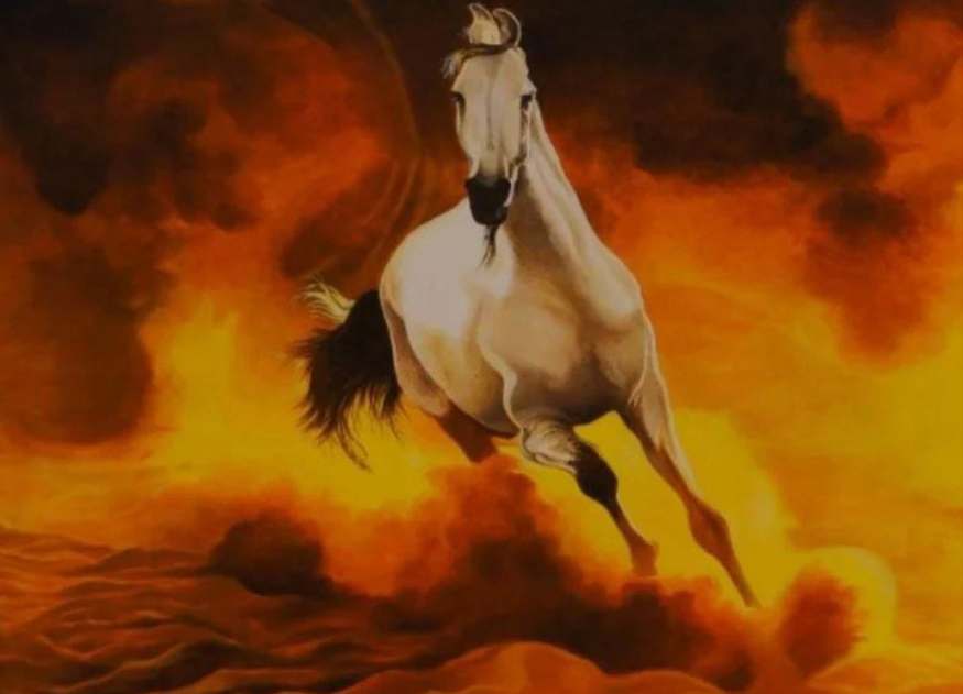 White Horse in Fire – Oil