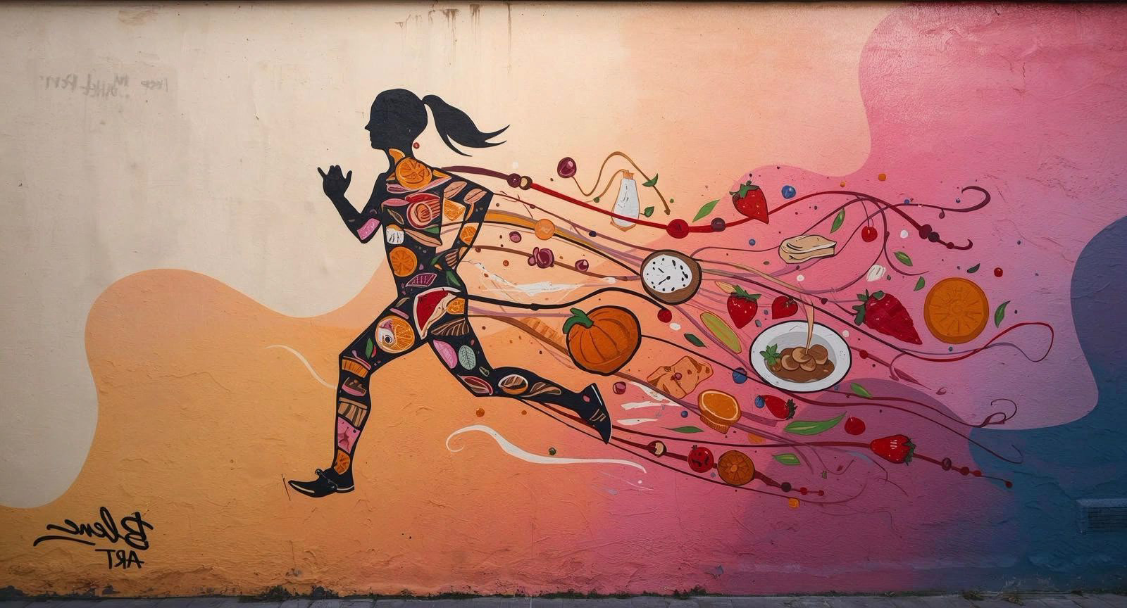 Runner Mural with Food Elements